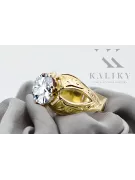 Circón Oro amarillo de 14 quilates Anillo Artesanía vintage vrc135y